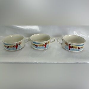 Vintage Campbells Soup Bowls Set of 3 with Figure skater and, 1 BBQ